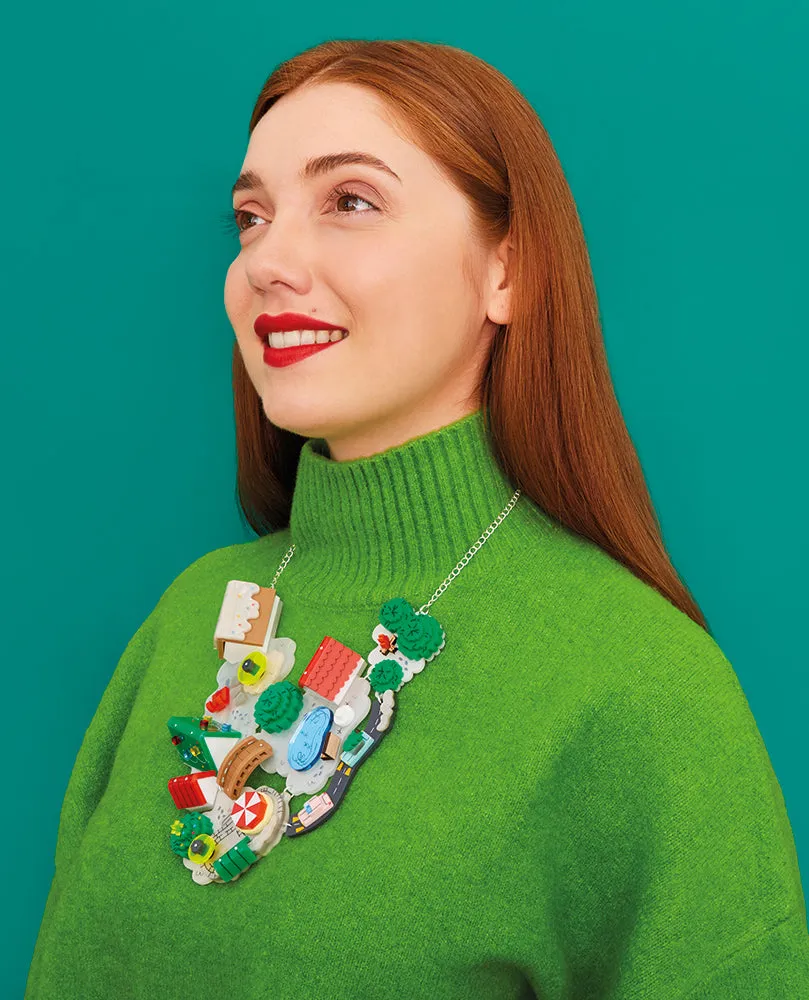A Snowy Twee Village From Above Statement Necklace