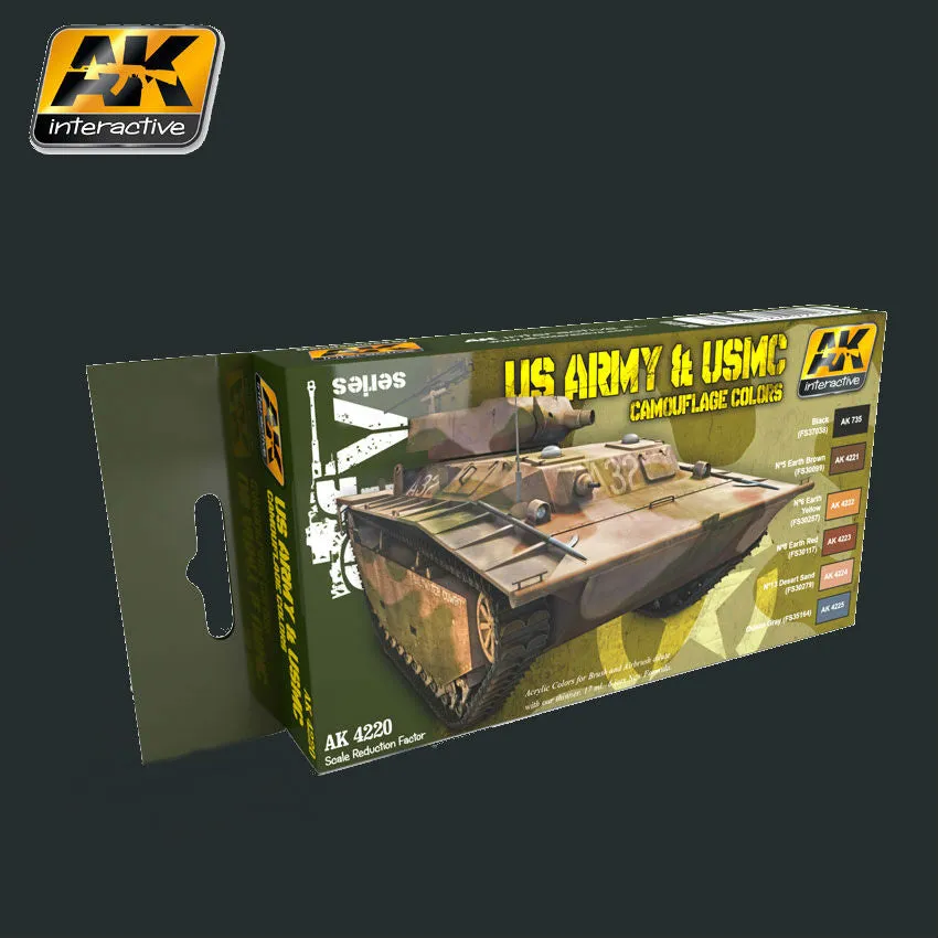 AK Interactive AFV Series: US Army & USMC Camouflage Acrylic Paint Set (6 Colors) 17ml Bottles
