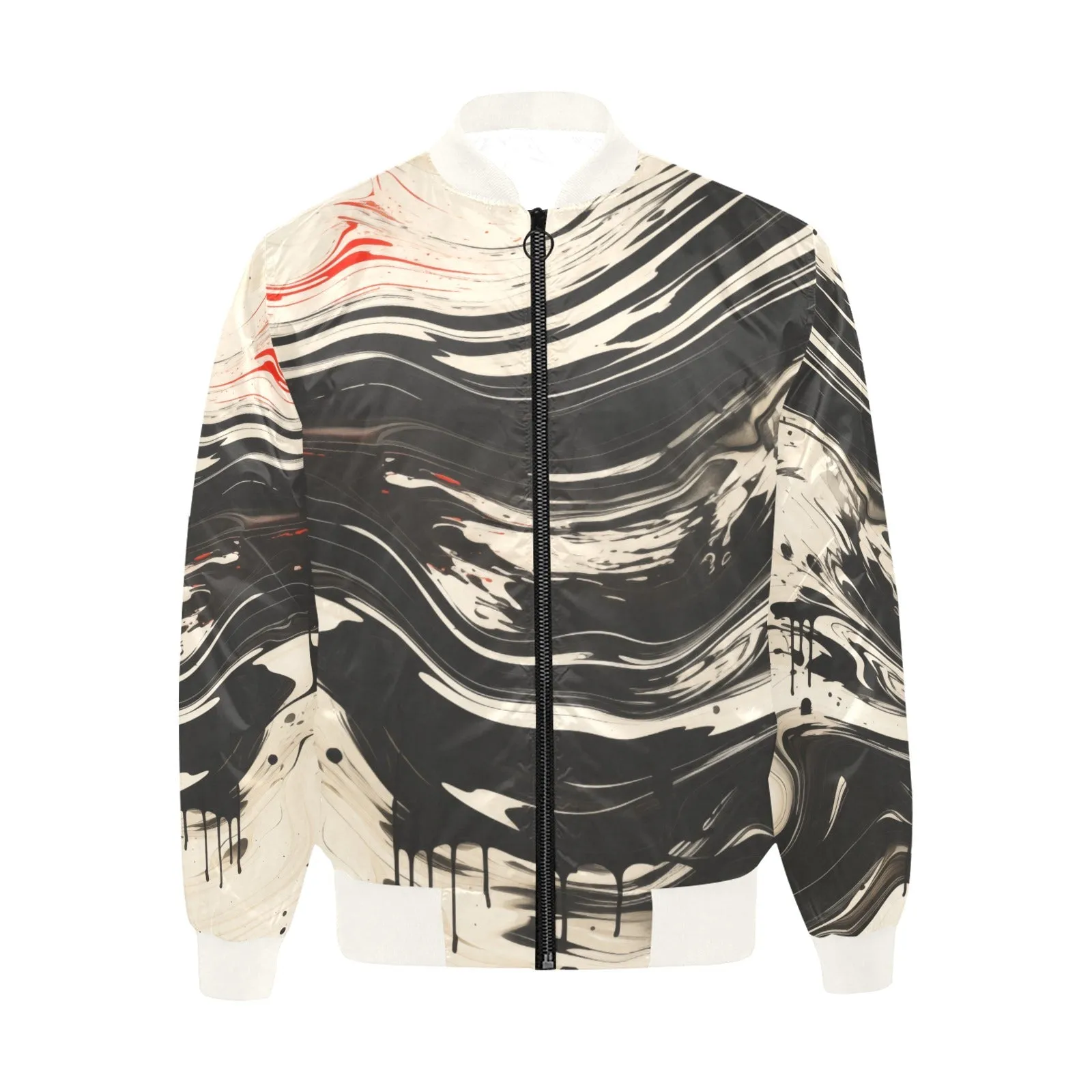Japanese Abstract Paint Trail Fashion Hoodie Quilted Bomber Jacket (Light)