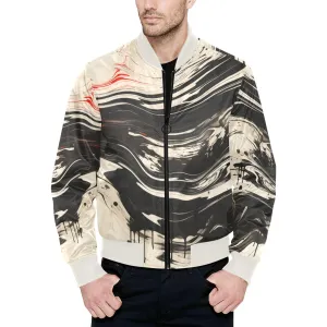 Japanese Abstract Paint Trail Fashion Hoodie Quilted Bomber Jacket (Light)