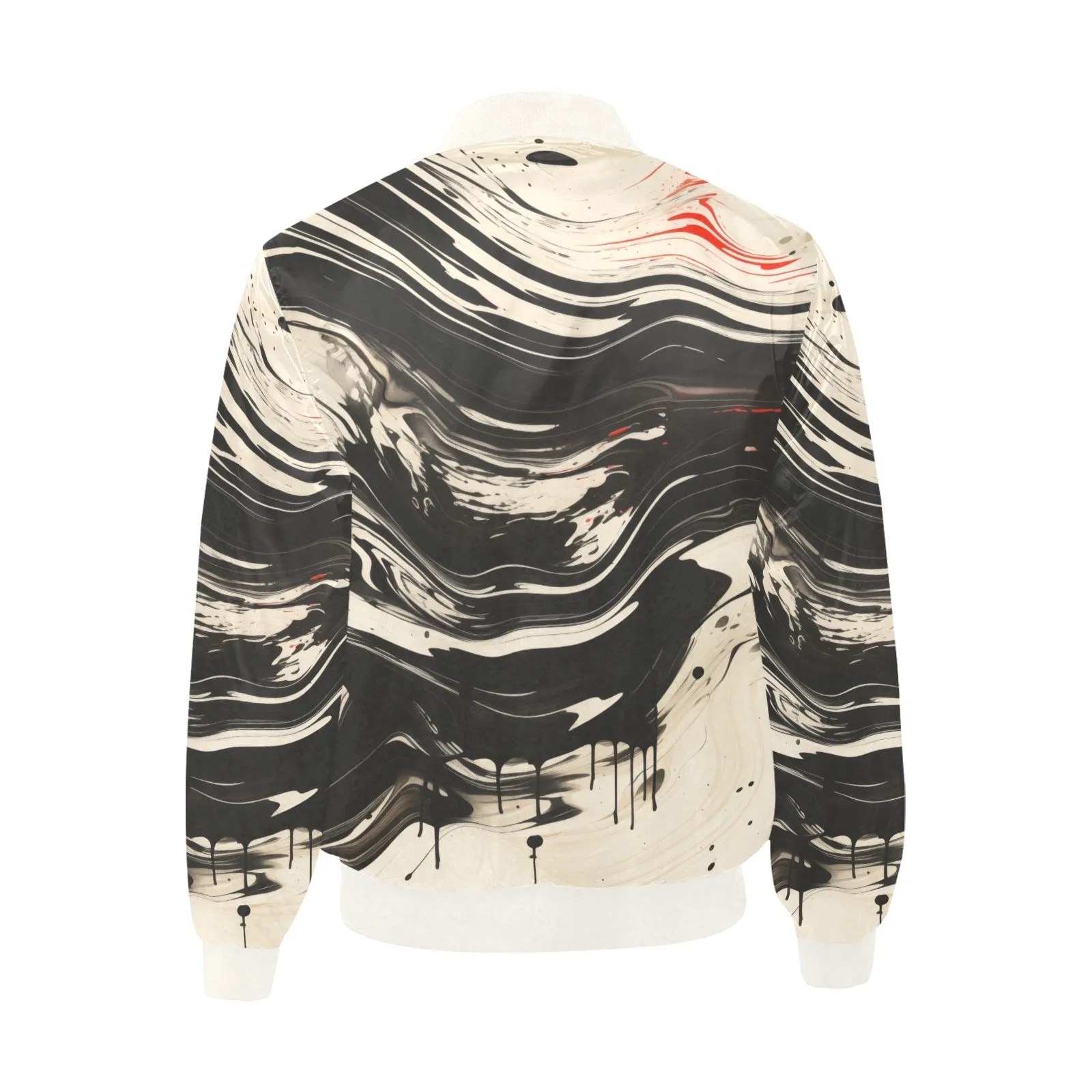 Japanese Abstract Paint Trail Fashion Hoodie Quilted Bomber Jacket (Light)