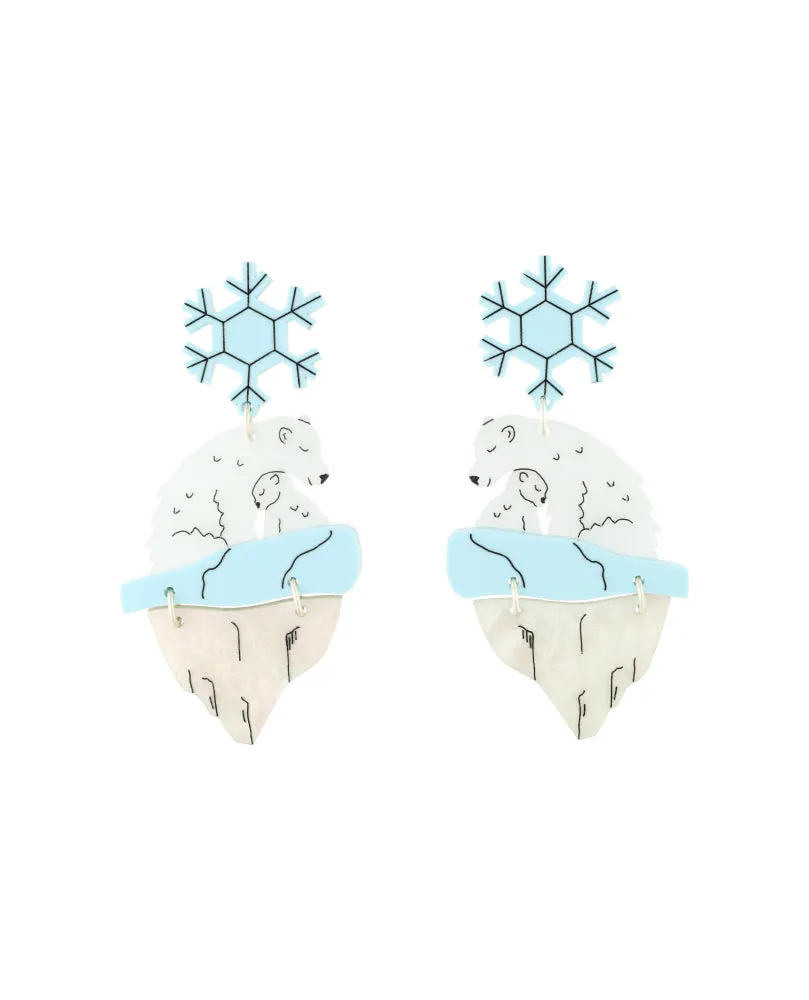 Momma Polar Bear Loves Her Cub Earrings