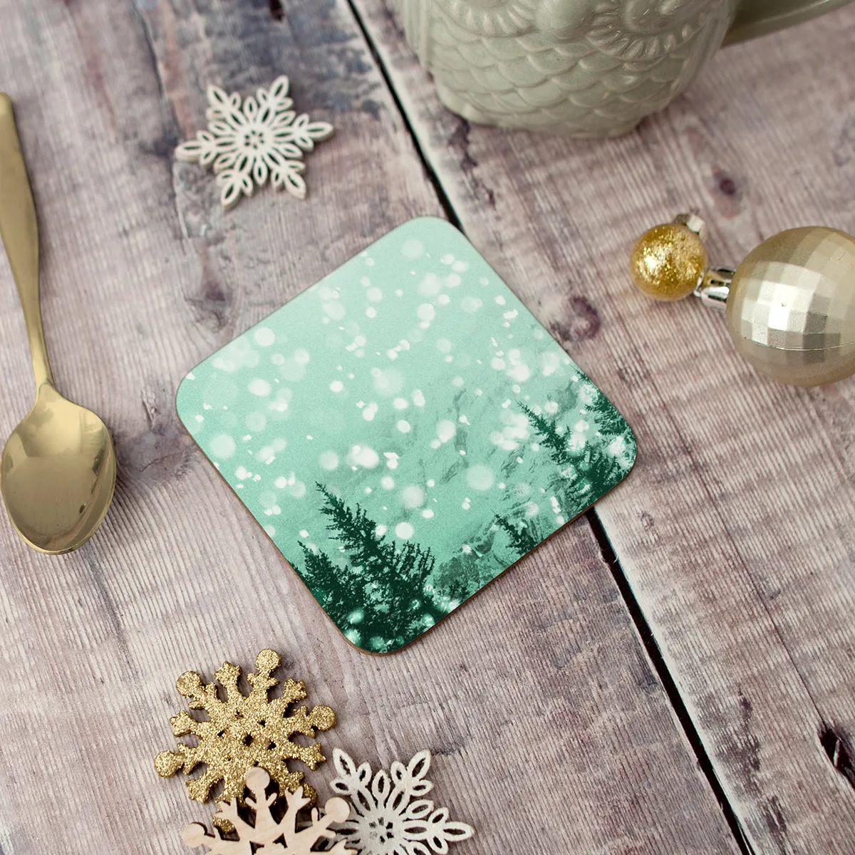 Personalised White Christmas Placemat And Coaster Set