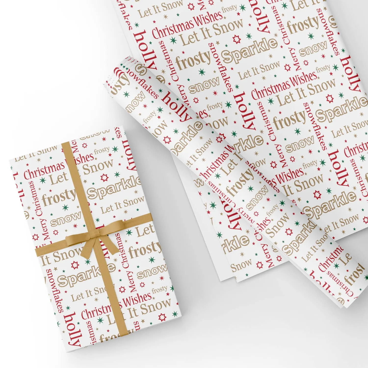 Snowy Christmas Flat Wrapping Paper Sheet 19.7" X 27.6"