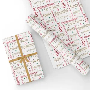 Snowy Christmas Flat Wrapping Paper Sheet 19.7" X 27.6"