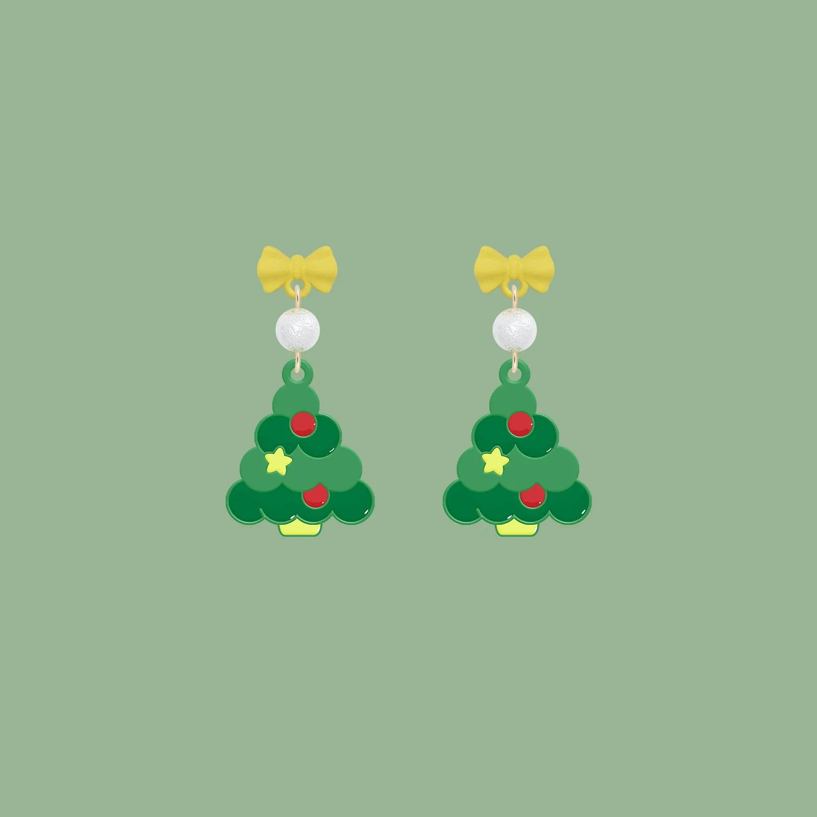 Snowy Christmas Tree Earrings