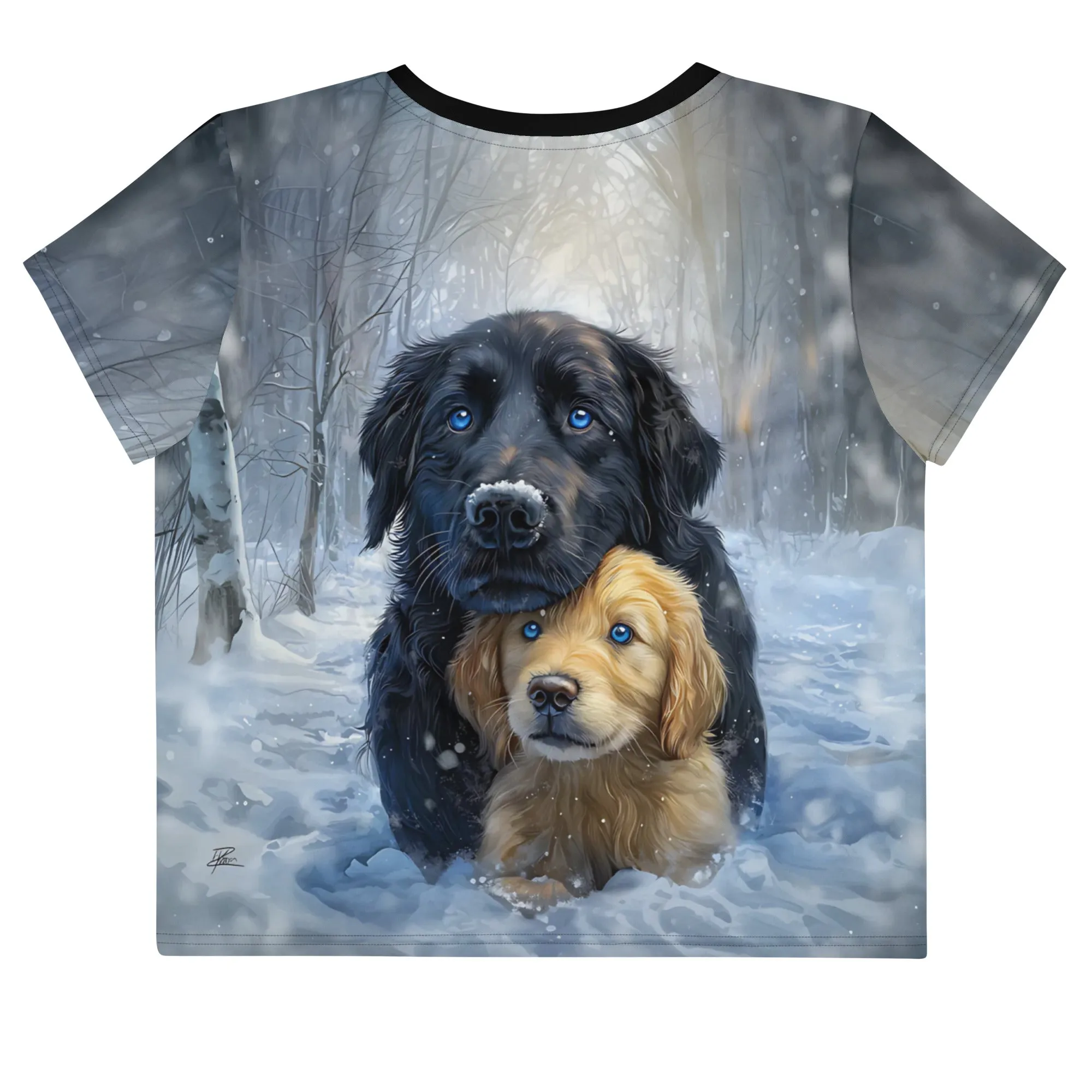 Snowy Embrace All-Over Print Crop Tee