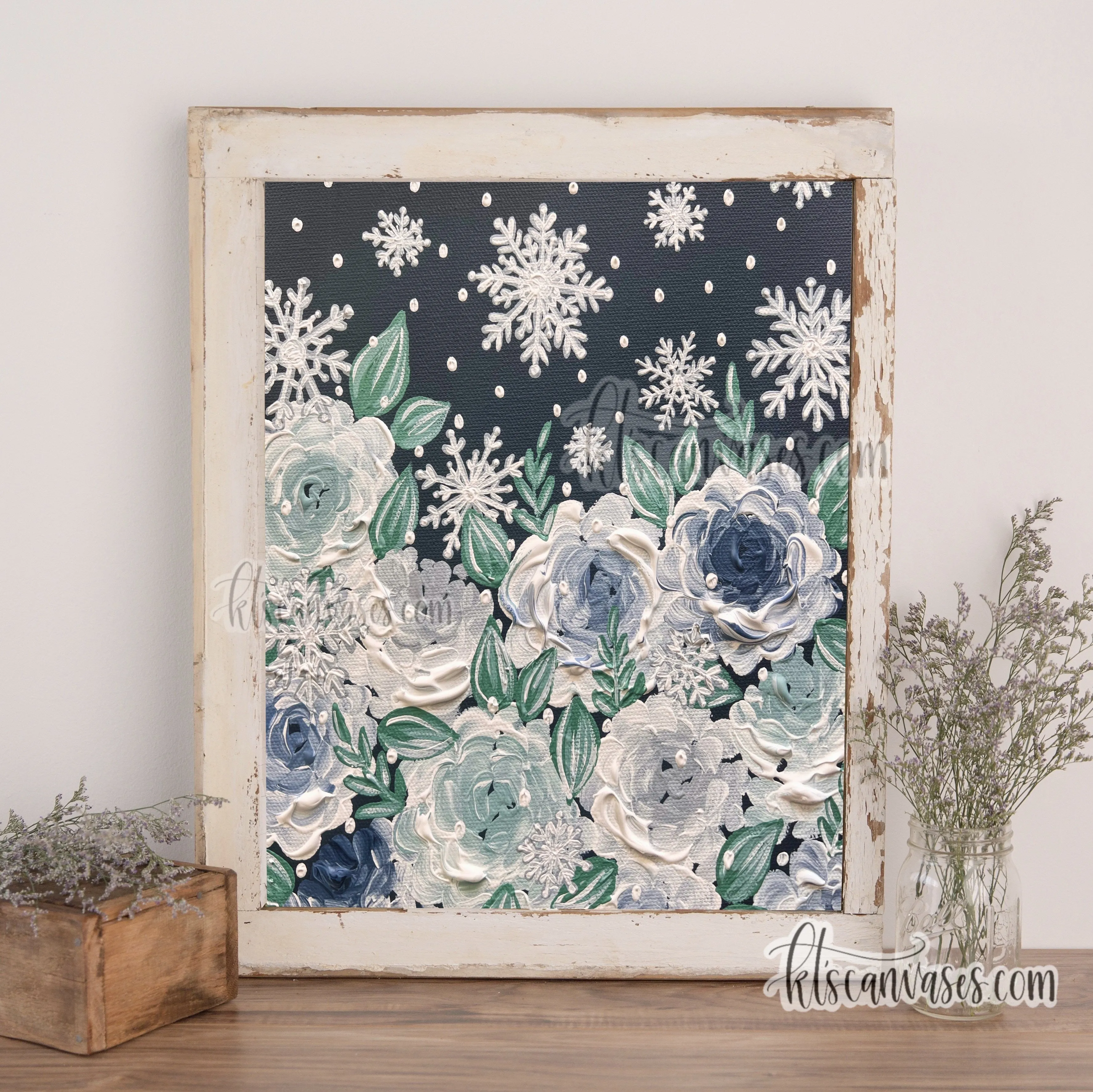Snowy Florals Art Print