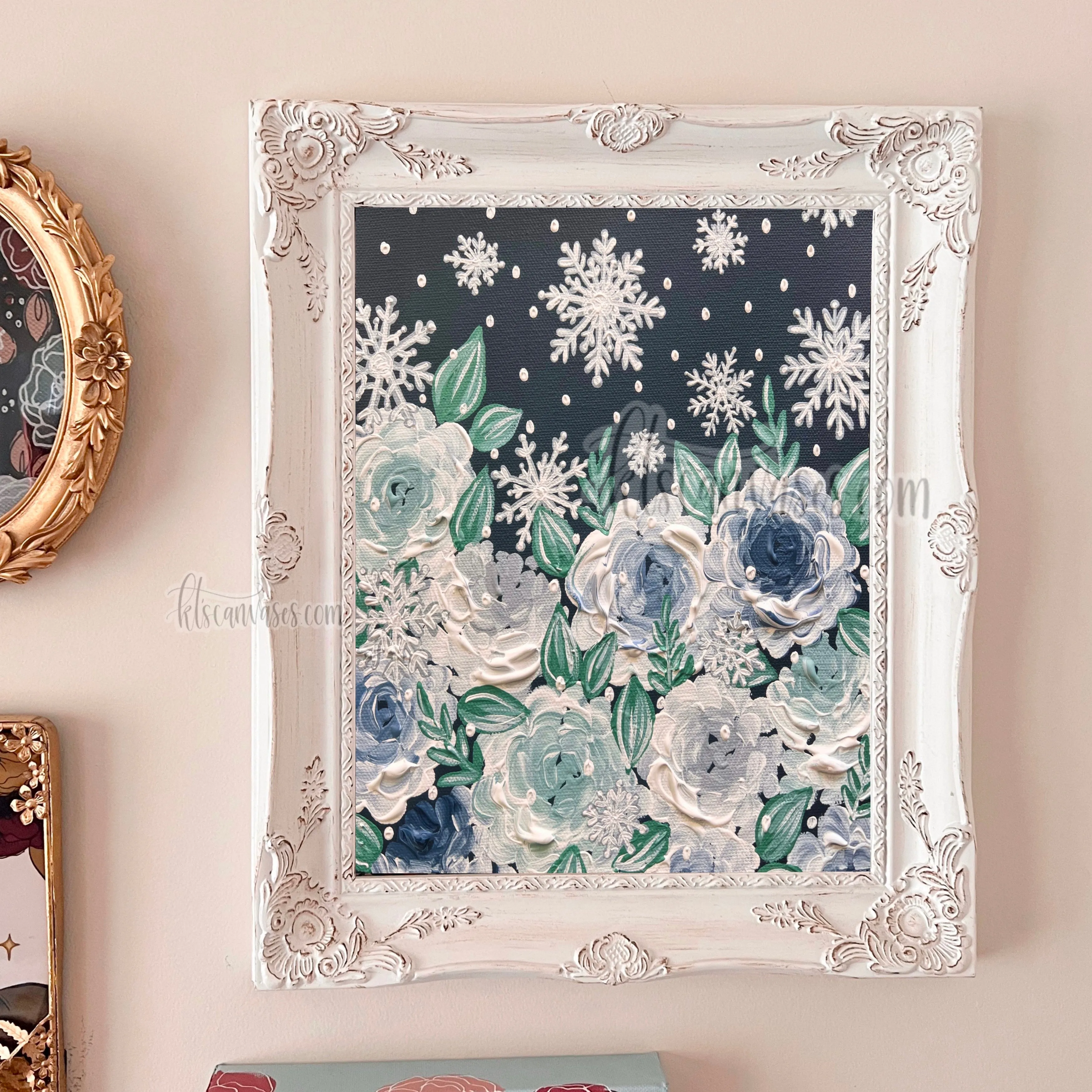 Snowy Florals Art Print