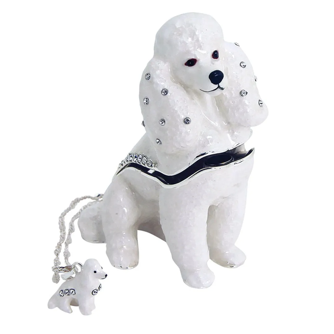 Snowy Poodle Enamel Box